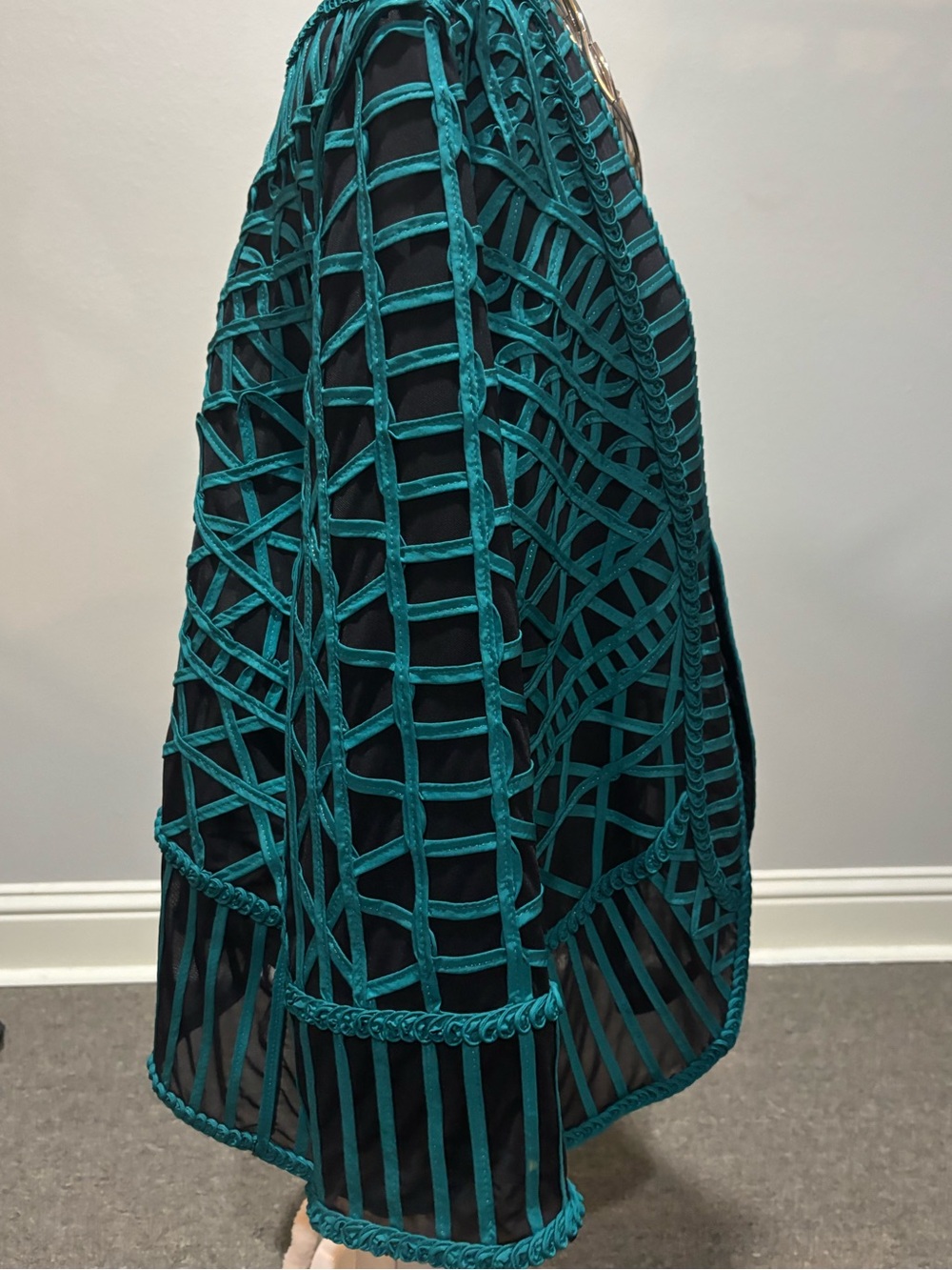 Chico's Travelers turquoise & black mesh jacket soutache ribbon embroidery 3 XL - Picture 4 of 9